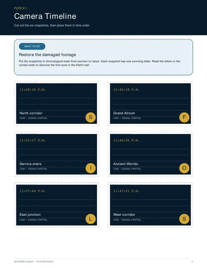 Printable camera timeline puzzle