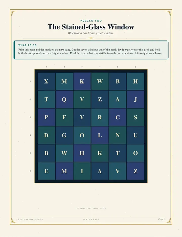 The stained-glass window puzzle from the printable game