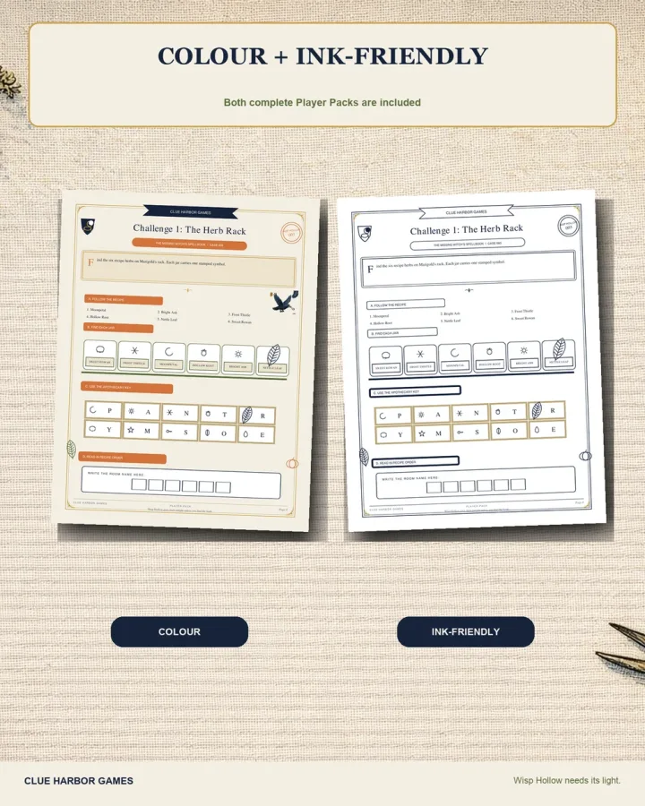 Ink-friendly printable pages from The Missing Witch's Spellbook